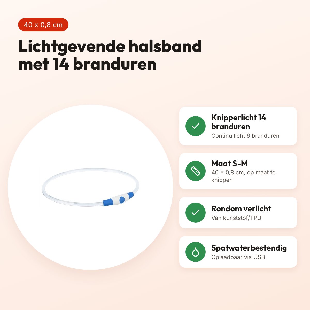 Trixie lichtgevende halsband Flash Light blauw S-M 40 x 0,8 cm – voordelen