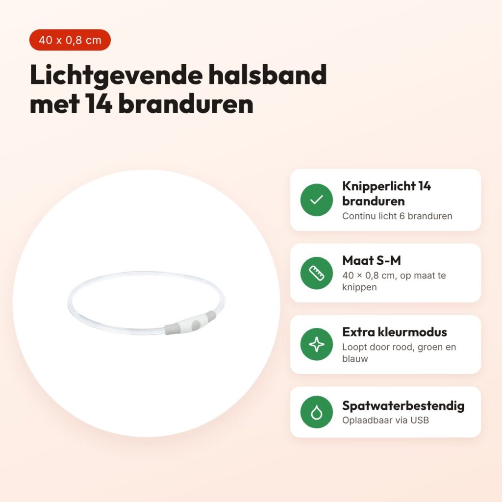 Trixie lichtgevende halsband Flash Light multicolor S-M 40 x 0,8 cm – voordelen