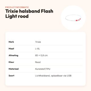 Trixie lichtgevende halsband Flash Light rood L-XL 65 x 0,8 cm – productinformatie