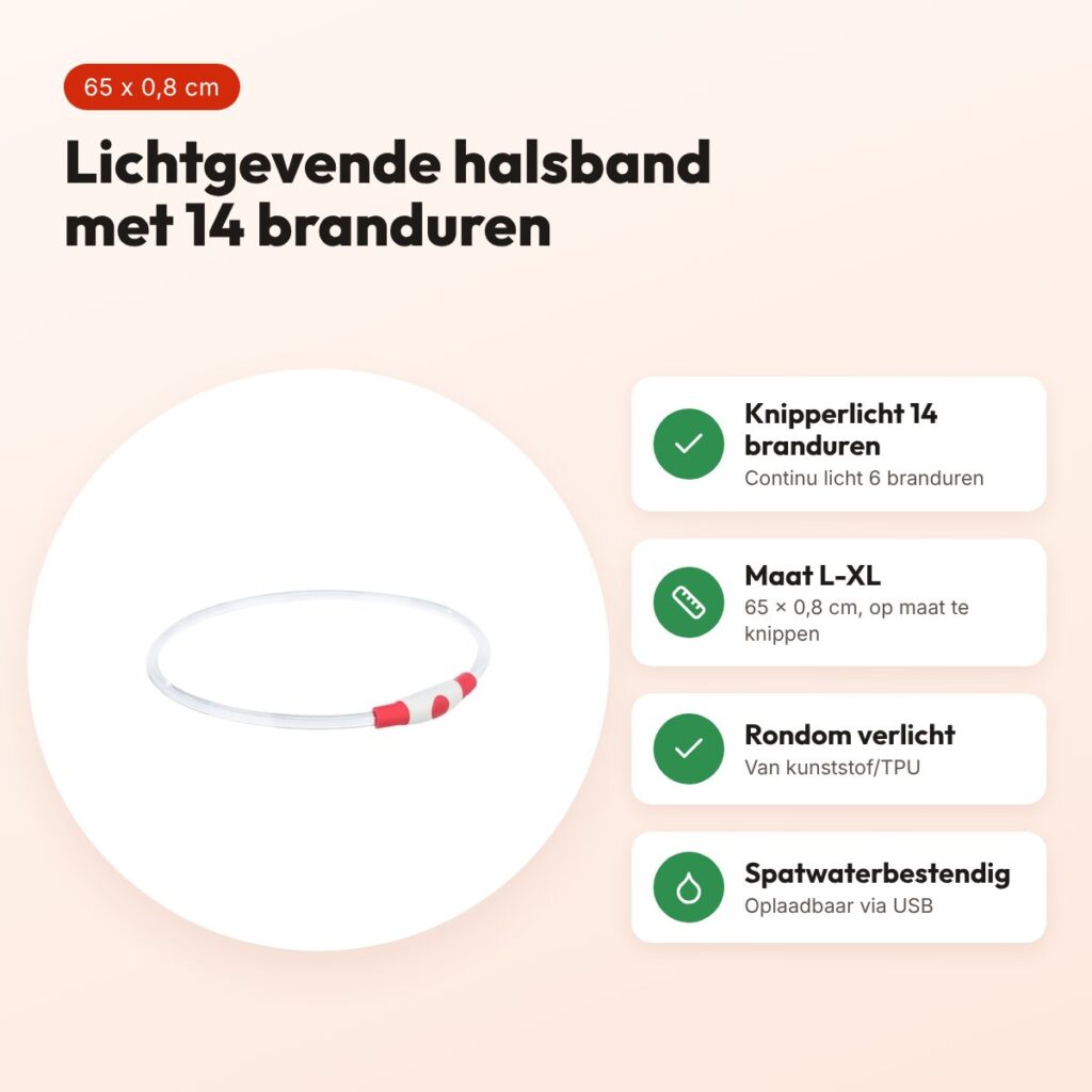 Trixie lichtgevende halsband Flash Light rood L-XL 65 x 0,8 cm – voordelen