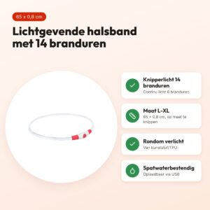 Trixie lichtgevende halsband Flash Light rood L-XL 65 x 0,8 cm – voordelen