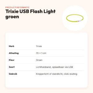 Trixie lichtgevende halsband USB Flash Light groen 70 x 1 cm – oplaadbaar – productinformatie