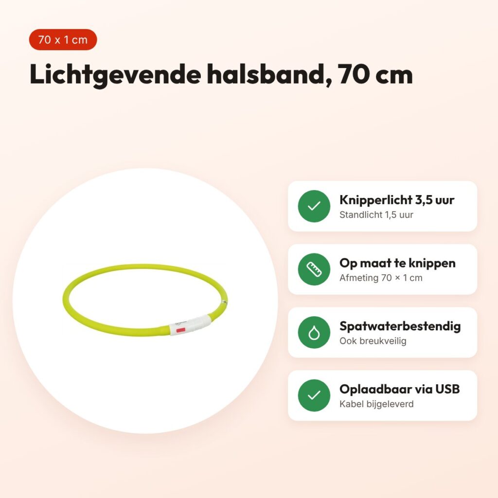Trixie lichtgevende halsband USB Flash Light groen 70 x 1 cm – oplaadbaar – voordelen