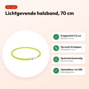 Trixie lichtgevende halsband USB Flash Light groen 70 x 1 cm – oplaadbaar – voordelen