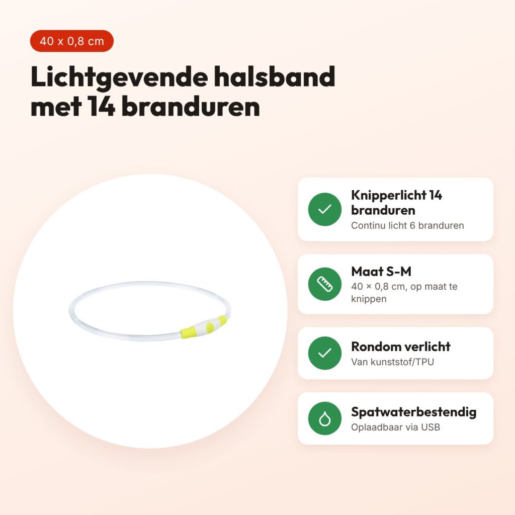 Trixie lichtgevende halsband USB Flash Light groen S-M 40 x 0,8 cm – voordelen
