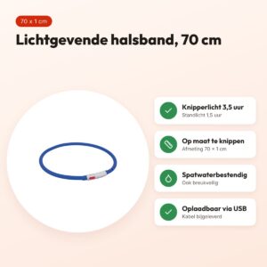 Trixie lichtgevende halsband USB Flash Light royal blauw 70 x 1 cm – voordelen