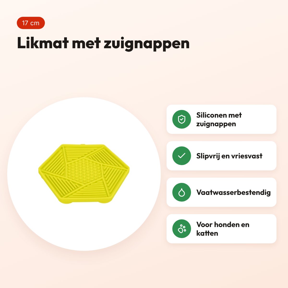 Trixie Lick'n'snack mat met zuignappen siliconen groen 17 cm – voordelen