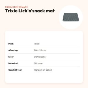 Trixie Lick'n'snack mat siliconen donkergrijs 20 x 20 cm – productinformatie