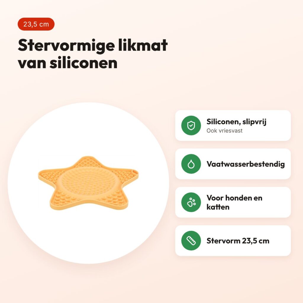 Trixie Lick'n'snack mat ster siliconen geel 23,5 cm – voordelen