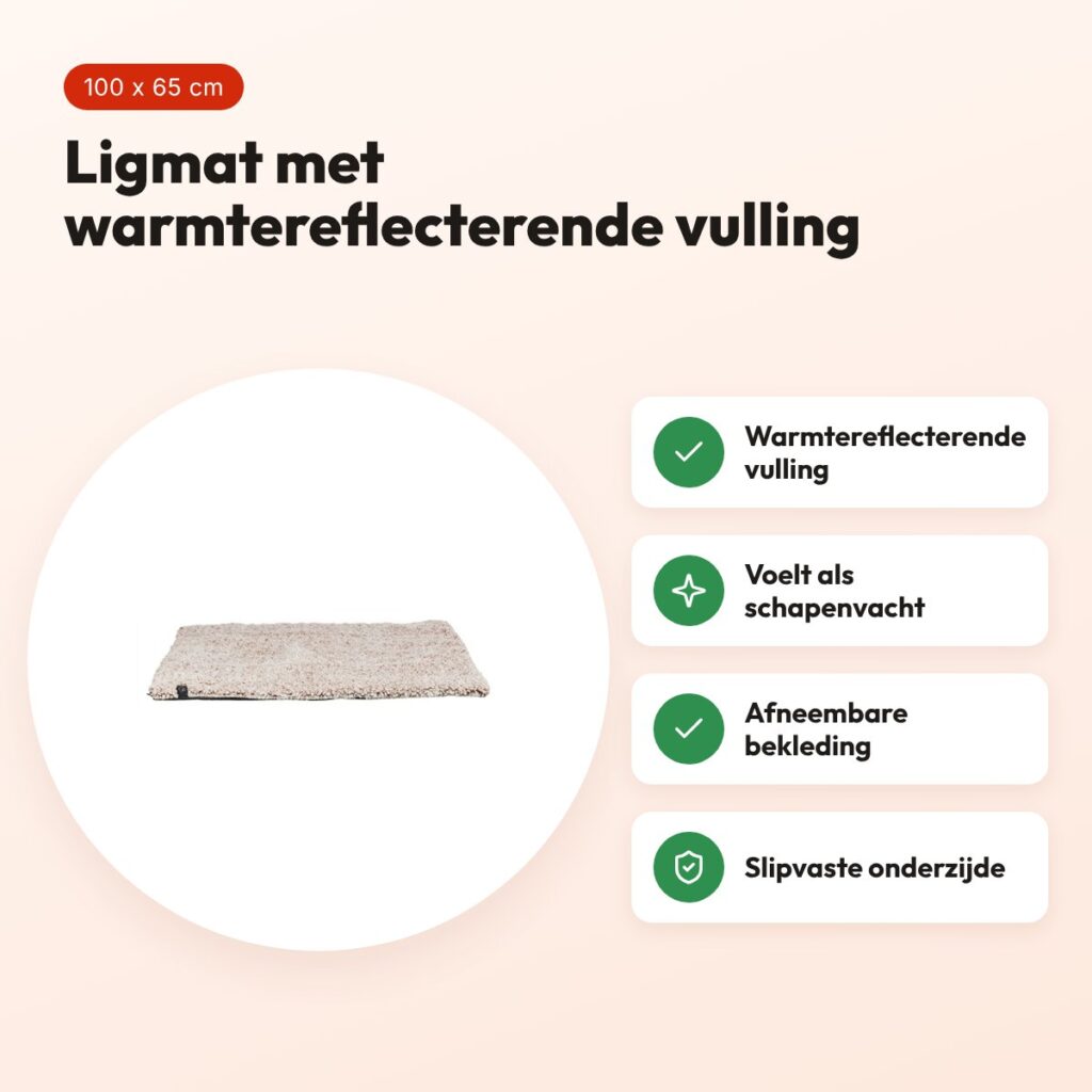 Trixie ligmat Calida wit/bruin 100 x 65 cm – warmtereflecterende laag – voordelen