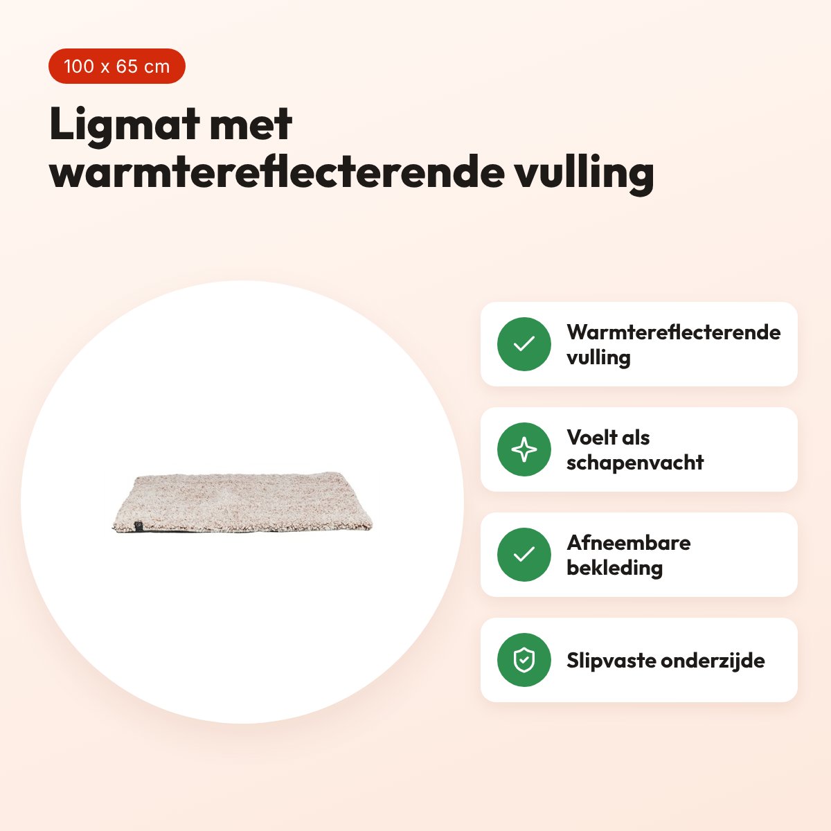 Trixie ligmat Calida wit/bruin 100 x 65 cm – warmtereflecterende laag – voordelen