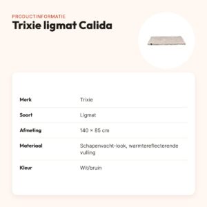 Trixie ligmat Calida wit/bruin 140 x 85 cm – warmtereflecterende laag – productinformatie