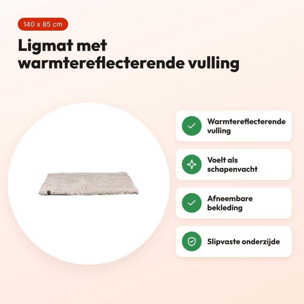 Trixie ligmat Calida wit/bruin 140 x 85 cm – warmtereflecterende laag – voordelen
