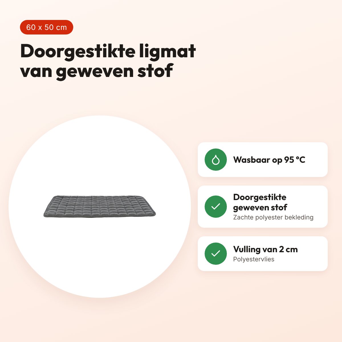 Trixie ligmat Caliente donkergrijs 60 x 50 cm – wasbaar op 95 °C – voordelen