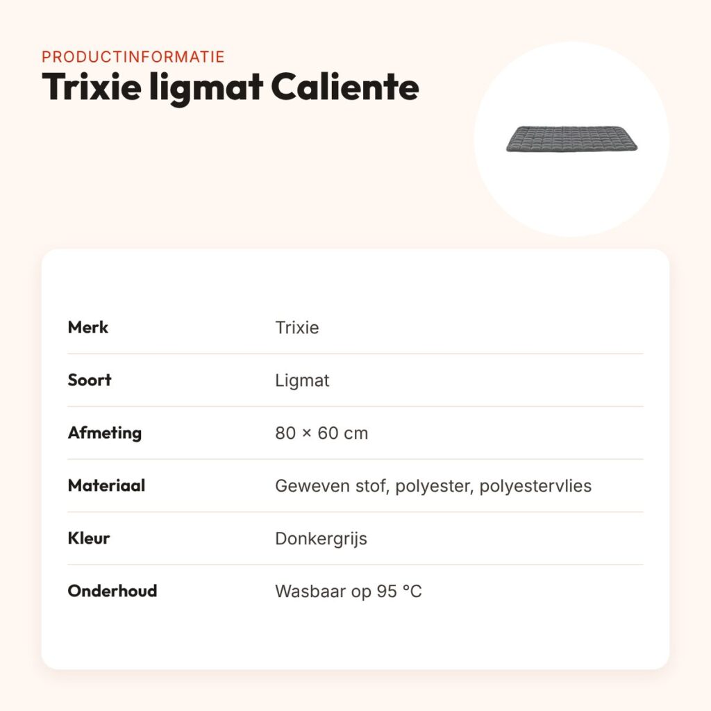Trixie ligmat Caliente donkergrijs 80 x 60 cm – wasbaar op 95 °C – productinformatie