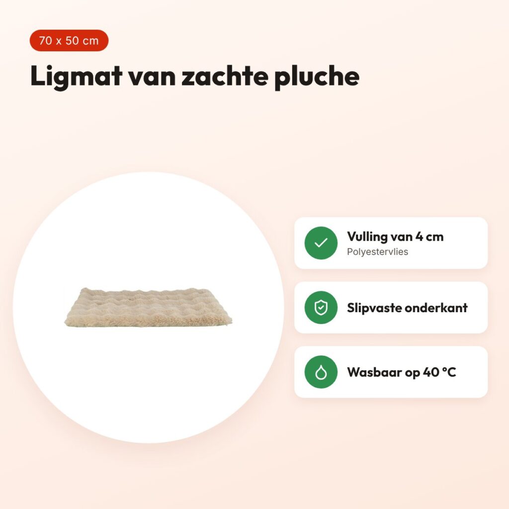 Trixie ligmat Elli beige 70 x 50 cm – pluche, slipvast – voordelen
