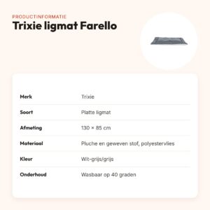 Trixie ligmat Farello wit-grijs/grijs 130 x 85 cm – platte mat, pluche – productinformatie