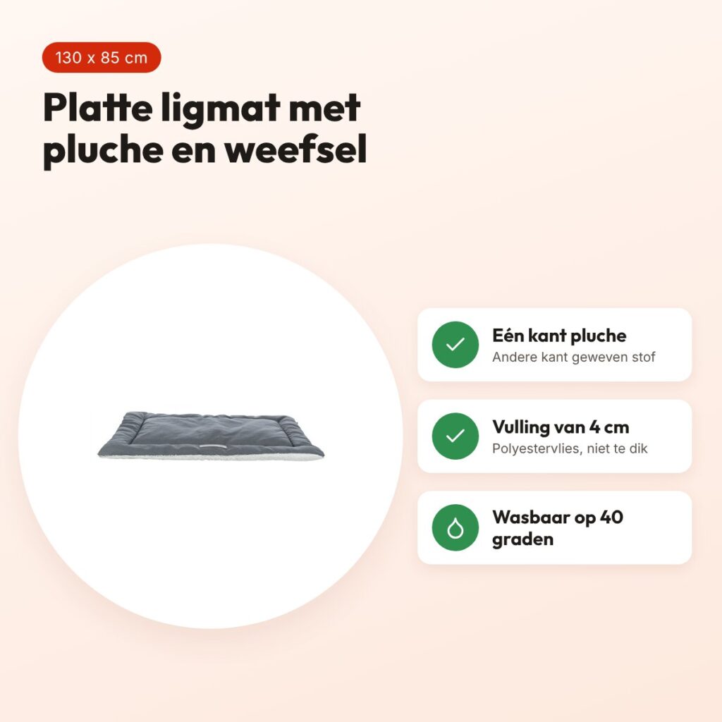 Trixie ligmat Farello wit-grijs/grijs 130 x 85 cm – platte mat, pluche – voordelen