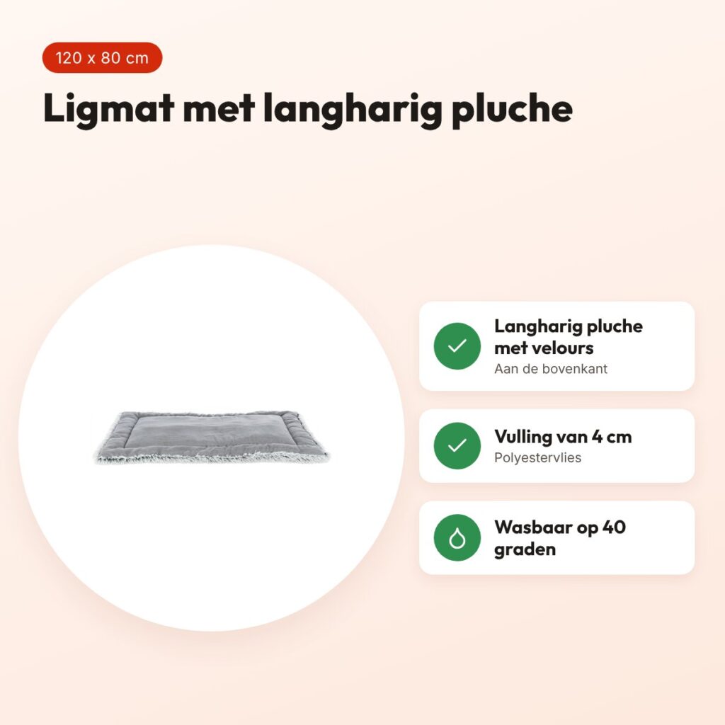 Trixie ligmat Harvey wit/zwart 120 x 80 cm – langharig pluche en velours – voordelen