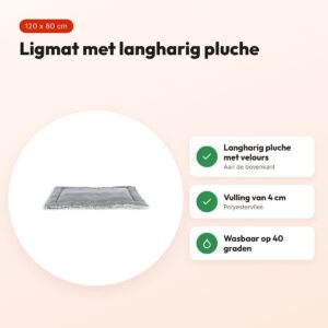 Trixie ligmat Harvey wit/zwart 120 x 80 cm – langharig pluche en velours – voordelen