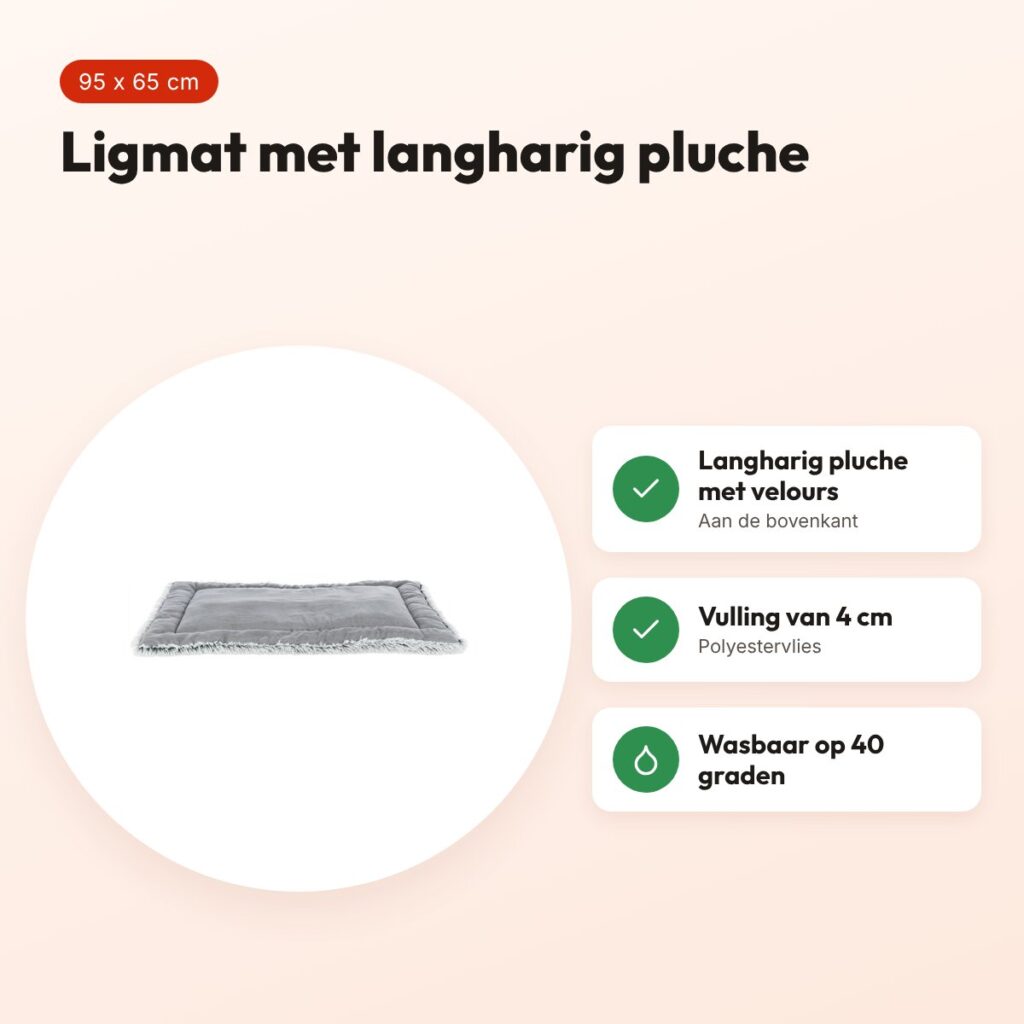 Trixie ligmat Harvey wit/zwart 95 x 65 cm – langharig pluche en velours – voordelen