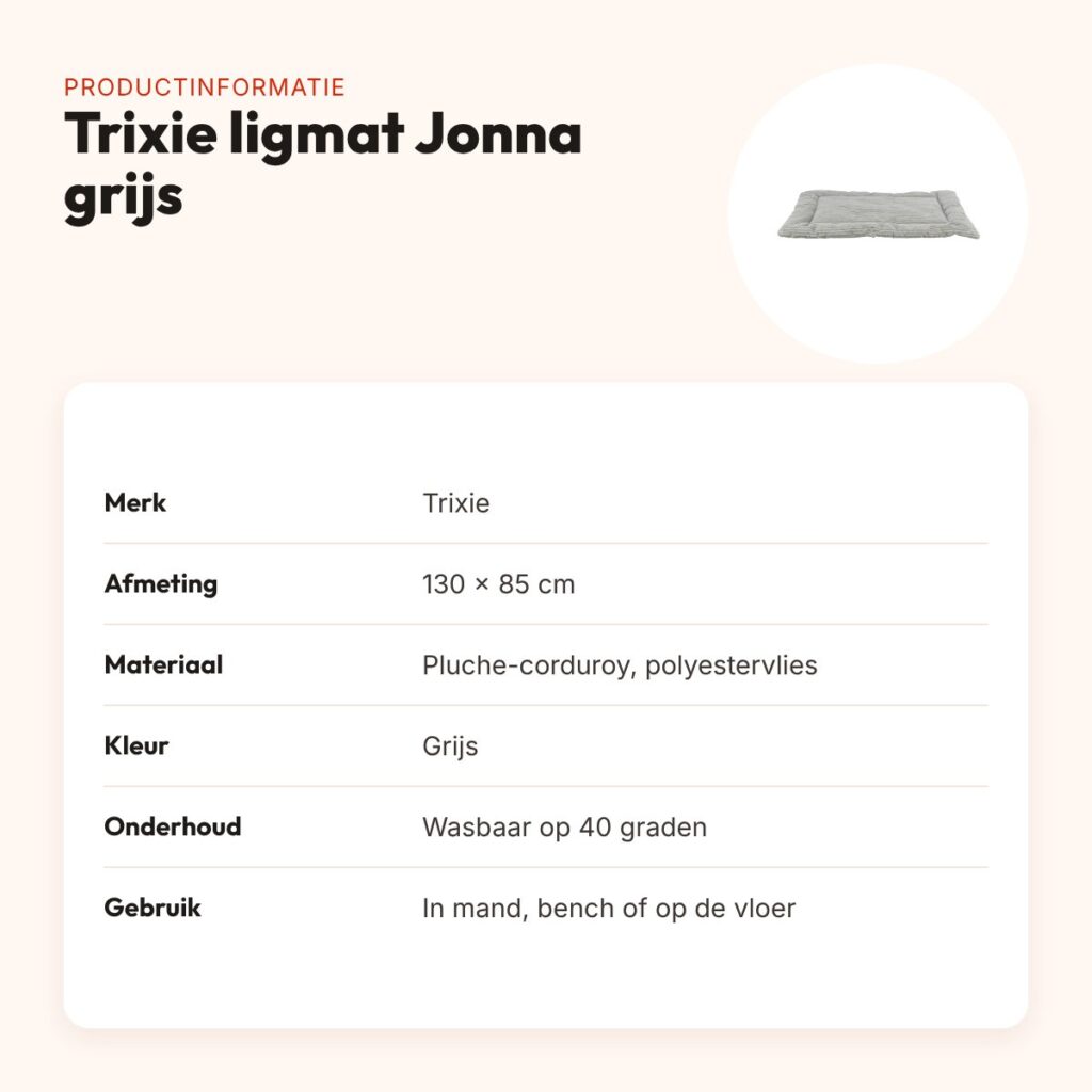 Trixie ligmat Jonna ribfluweel grijs 130 x 85 cm – slipvast, wasbaar – productinformatie