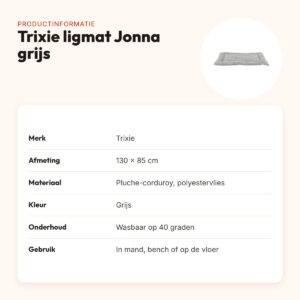 Trixie ligmat Jonna ribfluweel grijs 130 x 85 cm – slipvast, wasbaar – productinformatie