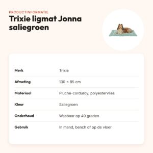 Trixie ligmat Jonna ribfluweel saliegroen 130 x 85 cm – slipvast, wasbaar – productinformatie