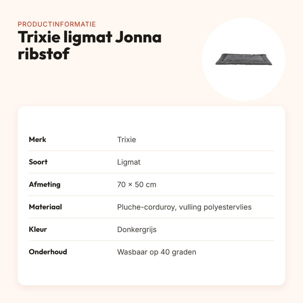 Trixie ligmat Jonna ribstof donkergrijs 70 x 50 cm – slipvast – productinformatie