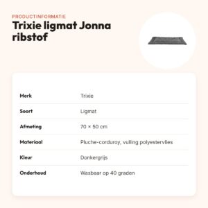 Trixie ligmat Jonna ribstof donkergrijs 70 x 50 cm – slipvast – productinformatie