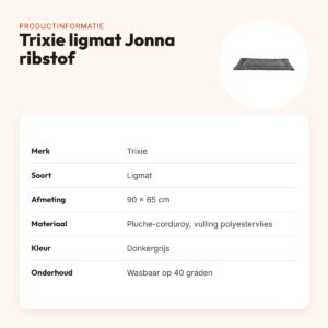 Trixie ligmat Jonna ribstof donkergrijs 90 x 65 cm – slipvast – productinformatie