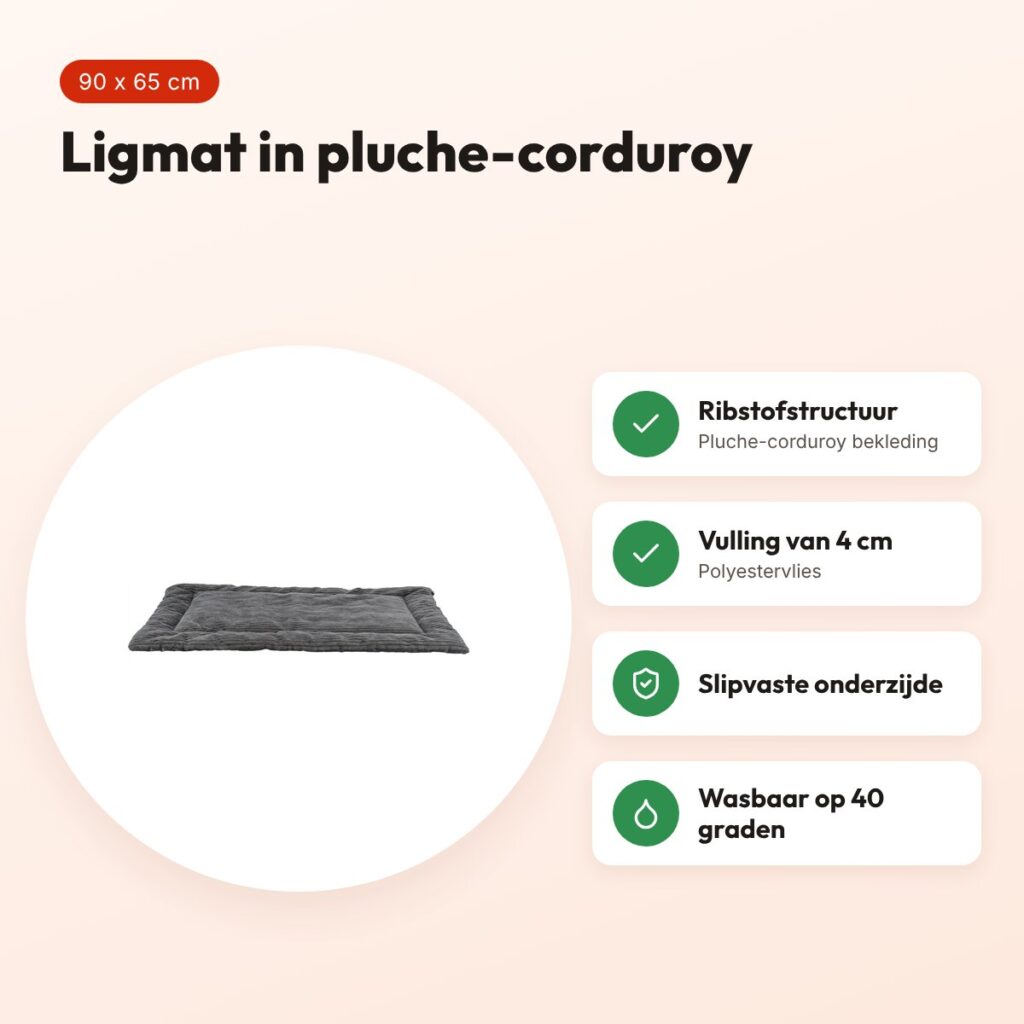 Trixie ligmat Jonna ribstof donkergrijs 90 x 65 cm – slipvast – voordelen