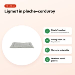 Trixie ligmat Jonna ribstof grijs 110 x 75 cm – pluche-corduroy – voordelen