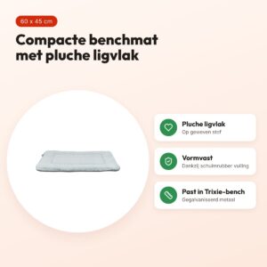 Trixie ligmat Lino Soft grijs/lichtgrijs 60 x 45 cm – voor bench – voordelen