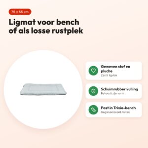 Trixie ligmat Lino Soft grijs/lichtgrijs 75 x 55 cm – voor bench – voordelen