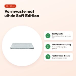 Trixie ligmat Lino Soft grijs/lichtgrijs 90 x 60 cm – voor bench – voordelen
