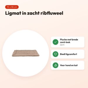 Trixie ligmat Lonni ribfluweel lichtbruin 75 x 55 cm – voor hond en kat – voordelen