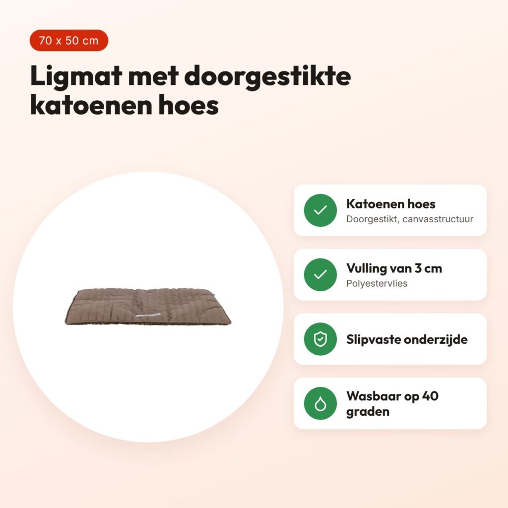 Trixie ligmat Marley donkerbruin 70 x 50 cm – katoen, slipvast – voordelen