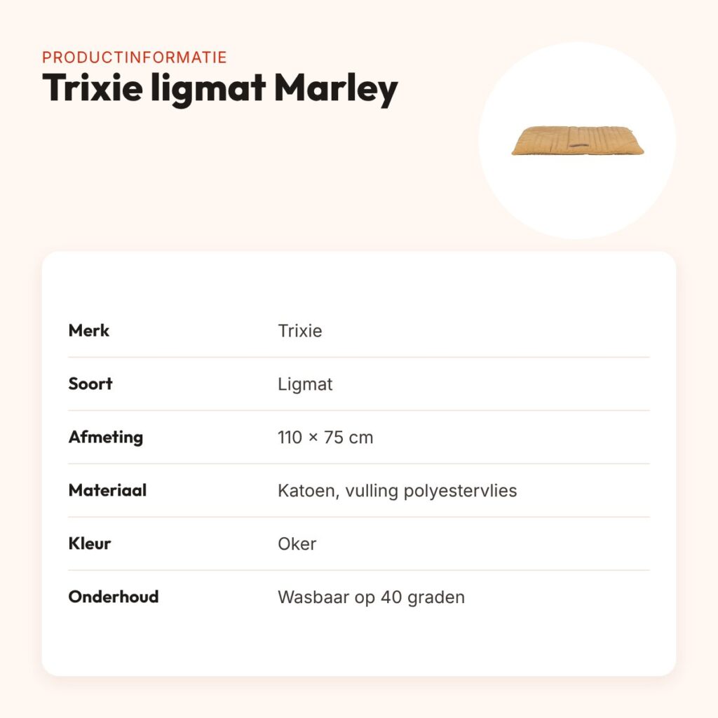 Trixie ligmat Marley oker 110 x 75 cm – katoen, slipvast – productinformatie