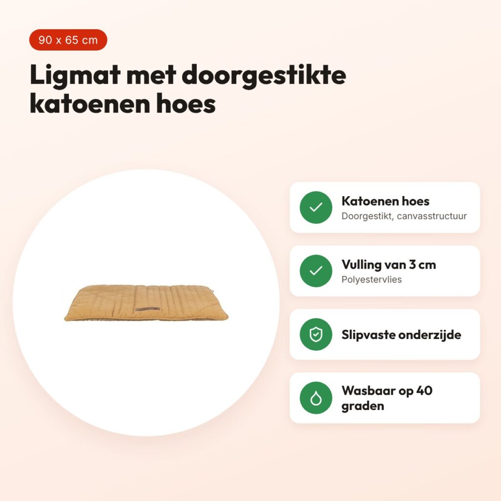 Trixie ligmat Marley oker 90 x 65 cm – katoen, slipvast – voordelen