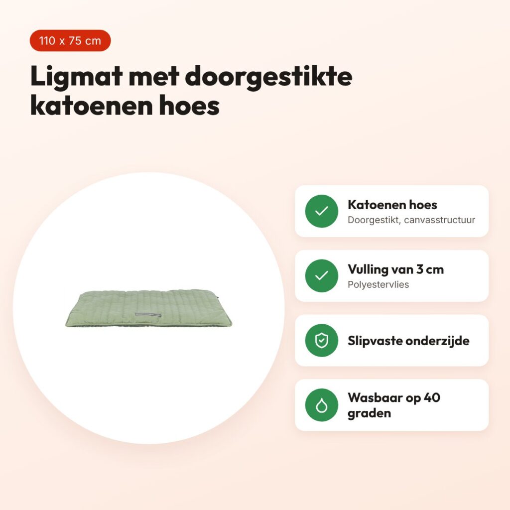 Trixie ligmat Marley saliegroen 110 x 75 cm – katoen, slipvast – voordelen
