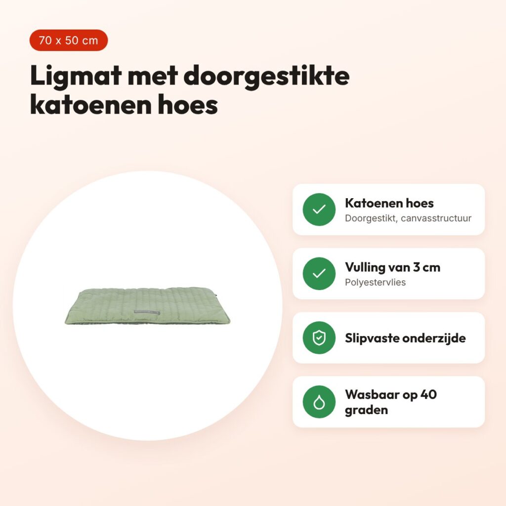 Trixie ligmat Marley saliegroen 70 x 50 cm – katoen, slipvast – voordelen