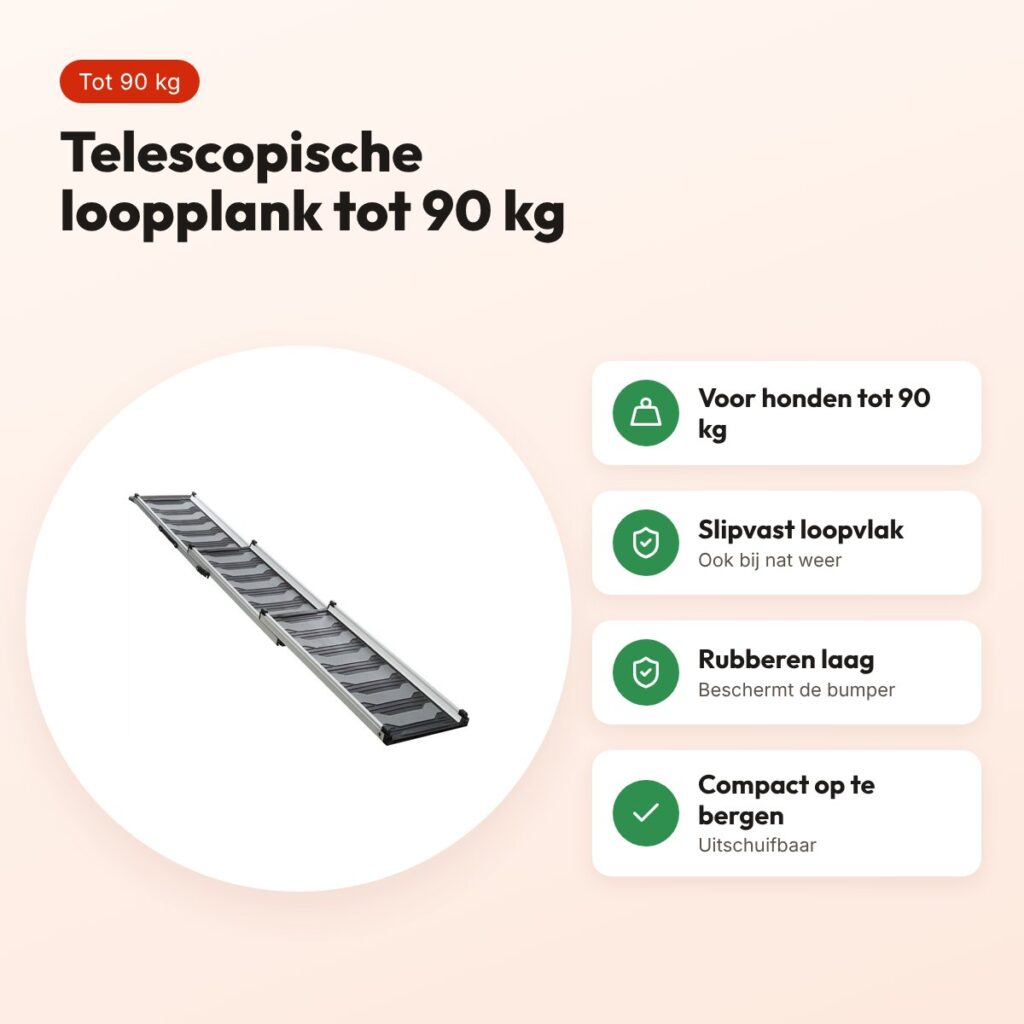 Trixie loopplank telescopisch zwart/grijs 40 x 78 x 175 cm – tot 90 kg – voordelen