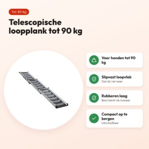 Trixie loopplank telescopisch zwart/grijs 40 x 78 x 175 cm – tot 90 kg – voordelen