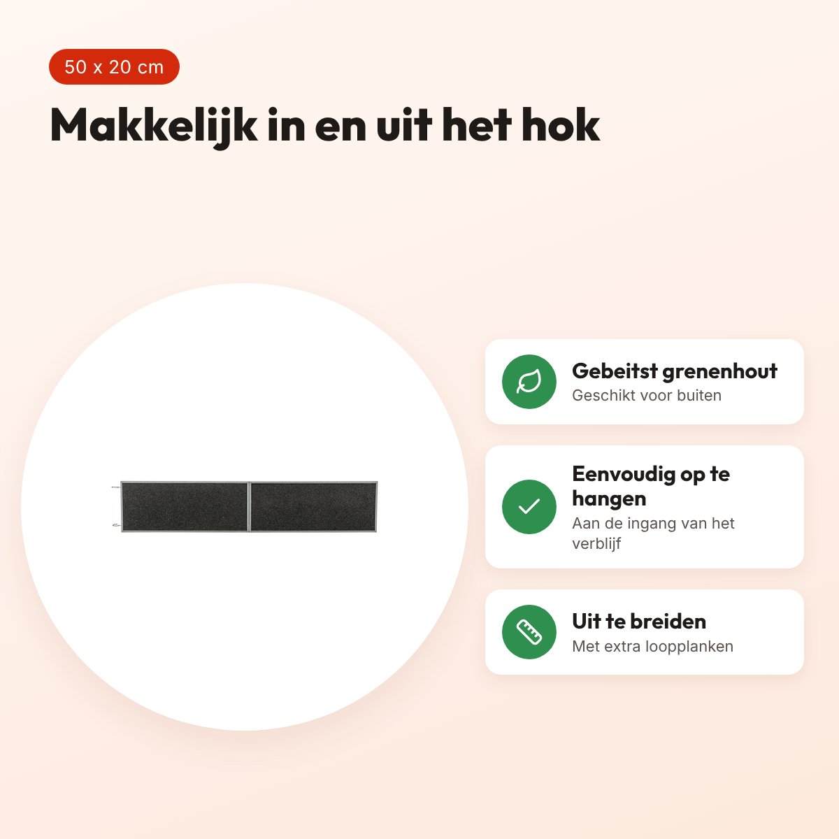 Trixie loopplank voor kooien en hokken 50 x 20 cm – gebeitst grenenhout – voordelen