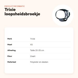 Trixie loopsheidsbroekje zwart XS (20-25 cm) – verstelbaar – productinformatie