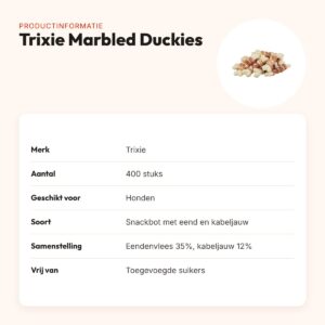 Trixie Marbled Duckies kauwsnack eend en kabeljauw – 400 stuks – productinformatie