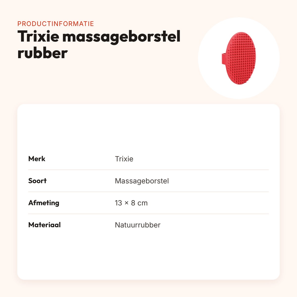 Trixie massageborstel rubber 13 x 8 cm – ook voor gevoelige honden – productinformatie