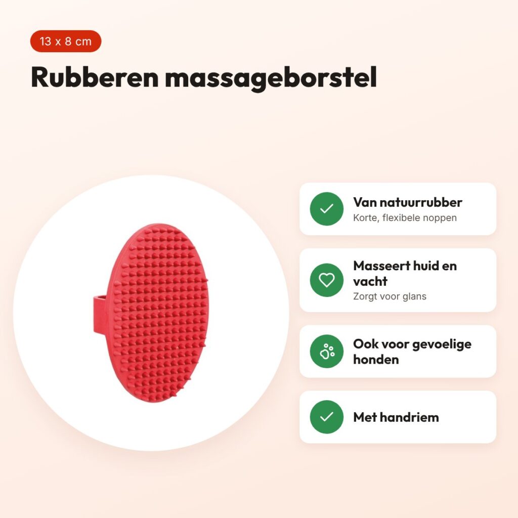 Trixie massageborstel rubber 13 x 8 cm – ook voor gevoelige honden – voordelen