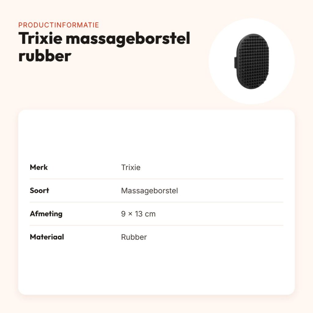 Trixie massageborstel rubber 9 x 13 cm – productinformatie